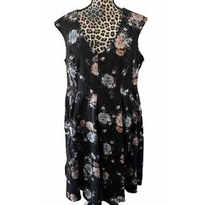 Torrid Womens Georgette Midi Dress Plus Size 20 Black Floral Print